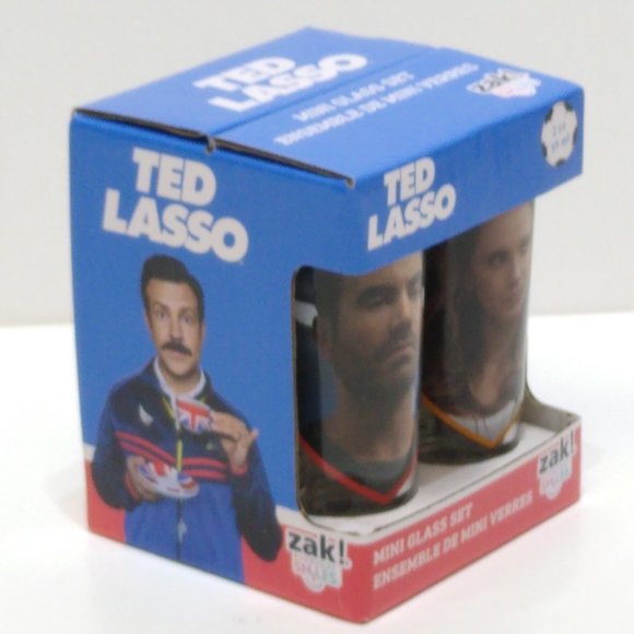 Ted Lasso 4-piece 2 Ounce Mini Glass Set GREAT GIFT IDEA TDLB-S430 New In Box - Picture 2 of 7